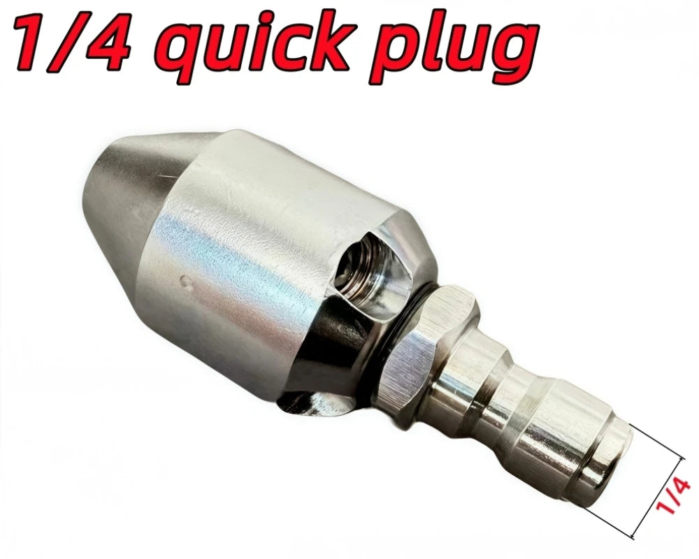1/4 "Sewer Drainage Cleaning Nozzle Stainless Steel Cleaning Nozzle Hose Nozzle Garden Pipeline Cleaning Tool 10L/Min~30L/Min