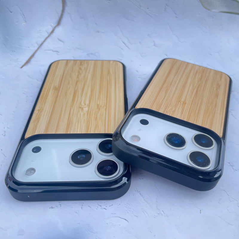Wood Case for iPhone 17 Pro Max 17 Air 17Pro Bamboo Walnut Cover Soft Bumper Real Wooden Back Shockproof Anti-slip Shell Fundas