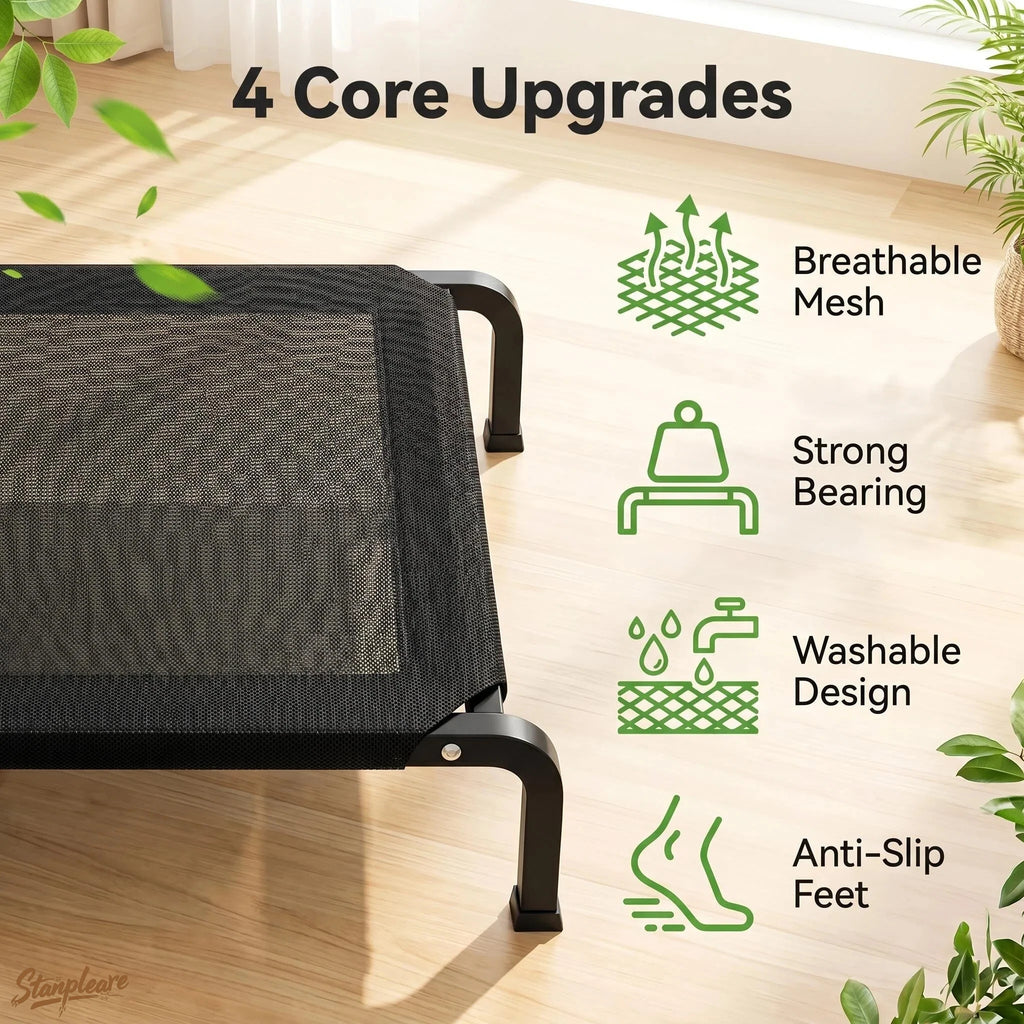Elevated Dog Bed – Waterproof Mesh Raised Pet Cot with Steel Frame