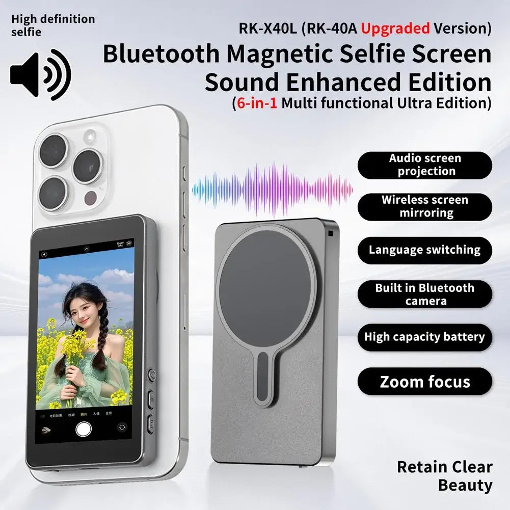 Selfie Monitor Screen Rear Portable Selfie Monitor Vlog Screen Magnetic Vlog Phone Rear Camera For Selfie Vlog Live Stream
