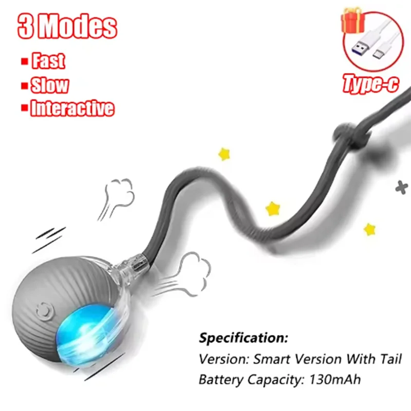 Interactive Smart Cat Toy Ball – USB Rechargeable, Auto Rolling with Sound & Flash