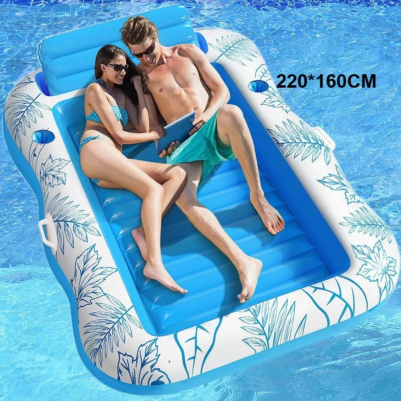 Portable PVC Inflatable Air Mattress Large Floating Pool Lounger Tanning Party Swim Ring For Adults Children Outdoor Summer