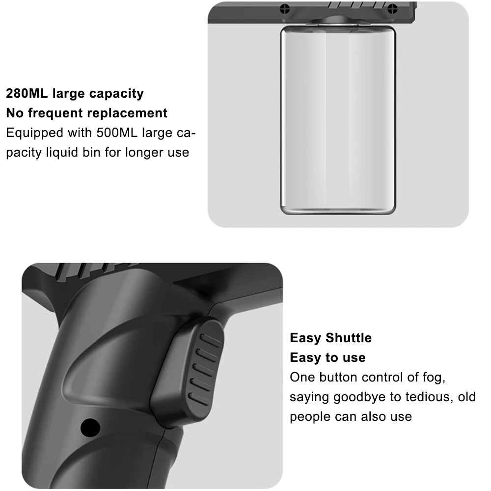USB Rechargeable Nano Spray Atomizer 8 Blue Light Sterilization 280ml 1500mAh Portable Mist Sprayer Adjustable Flow Low Temp Fogger for Home Salon Garden Odor Removal