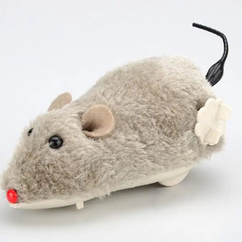 Lifelike Wind-Up Plush Mouse Cat Toy – Interactive Running Rat for Cats & Dogs