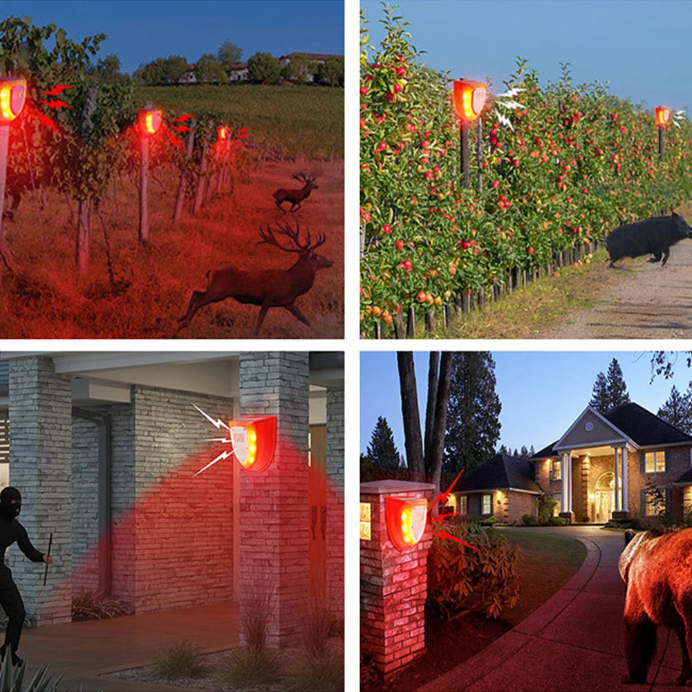 Solar Alarm Animal Repellent Anti-wild Boar Drive Professional Alarmanti-theft Flashing Remote Control Siren Sensor Alarm Light