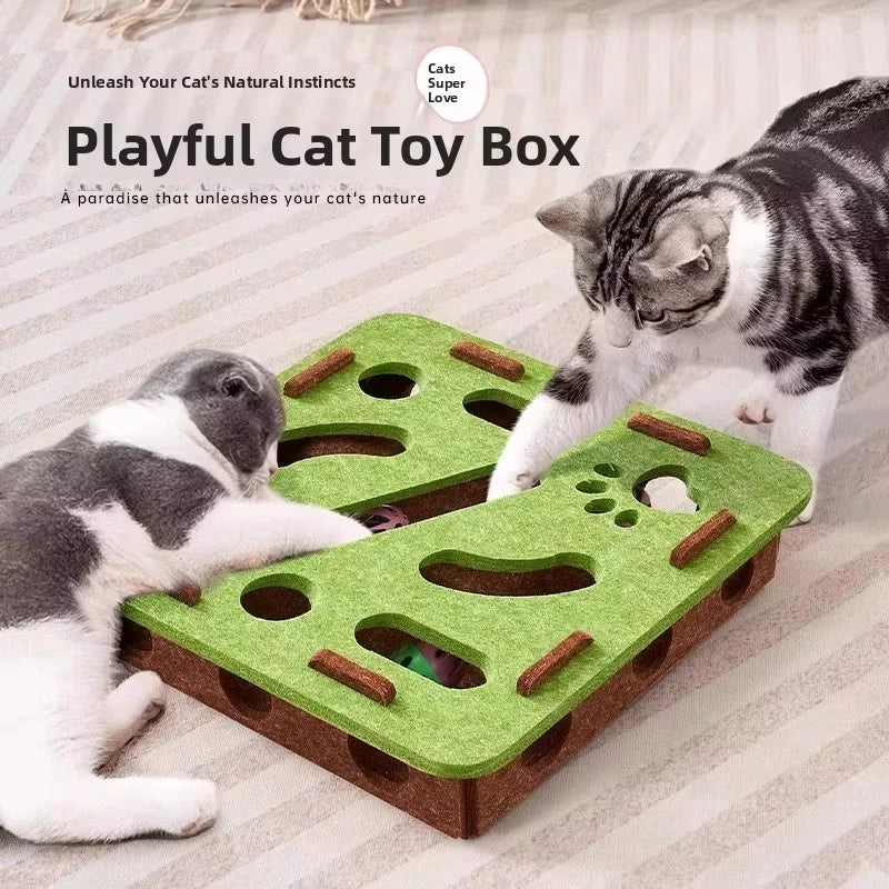 Cat Puzzle Toy – Felt Puzzle Box with Ball for Indoor Cats