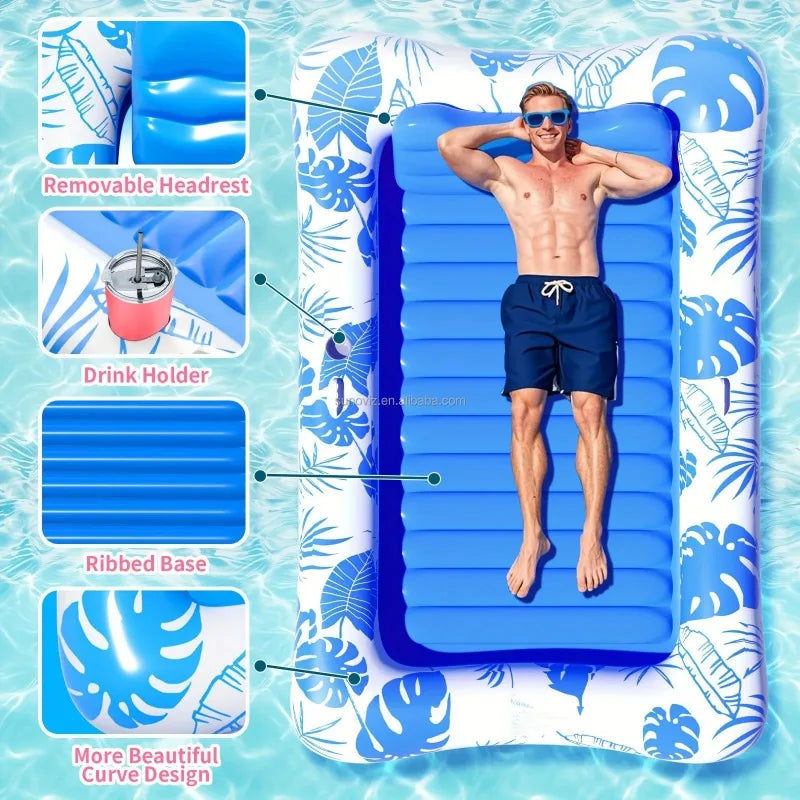 Portable PVC Inflatable Air Mattress Large Floating Pool Lounger Tanning Party Swim Ring For Adults Children Outdoor Summer