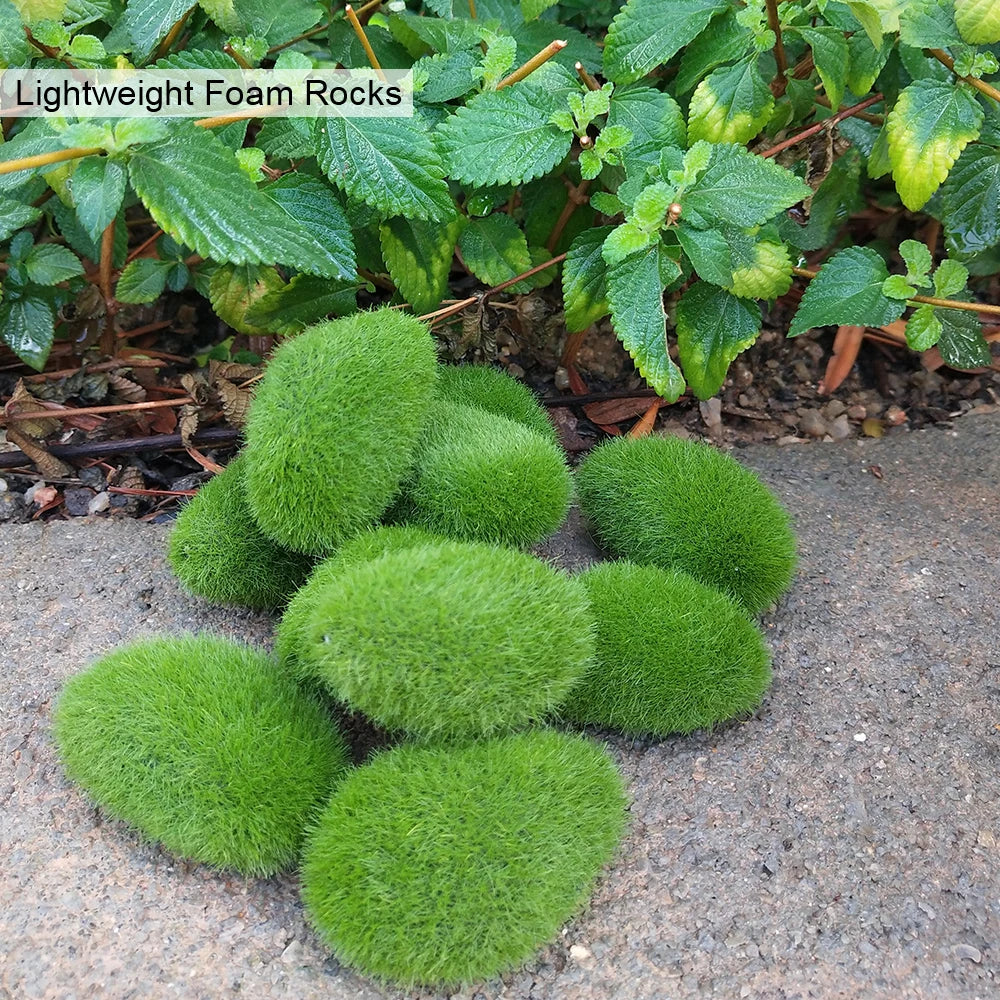 30pcs Green For Garden and Crafting Fake Stone Simulation Plant DIY Decoration Creative Crafts Artificial Moss Rocks 30pcs