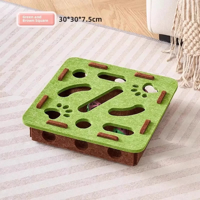 Cat Puzzle Toy – Felt Puzzle Box with Ball for Indoor Cats