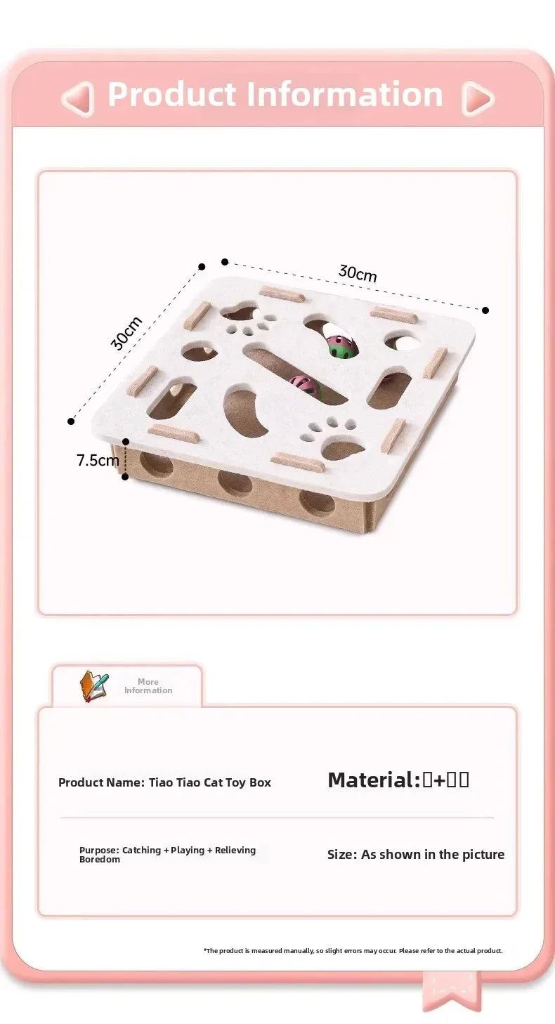 Cat Puzzle Toy – Felt Puzzle Box with Ball for Indoor Cats