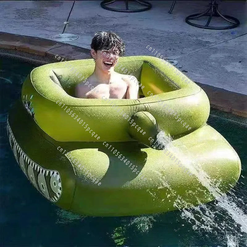 Inflatable Tank Floating Swimming Ring, Water, Inflatable Armored Vehicle Mount, Inflatable Seat with Water Gun