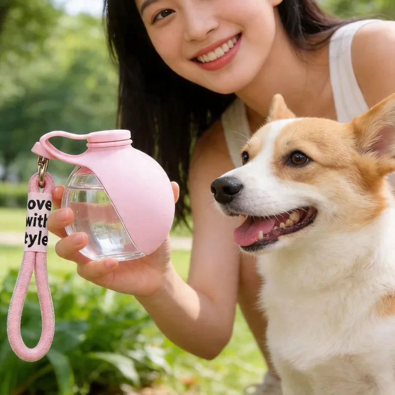 1/2pcs Dog Ball Water Bottle with Removable Silicone Bowl 285ml Plastic Construction Leak-Proof Outdoors Activities Like Walking