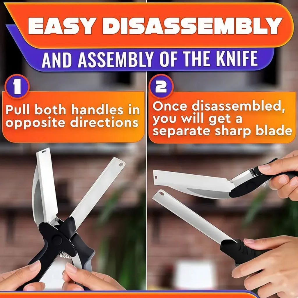 Stainless Steel Kitchen Scissors 2 In 1 Cutting Board Chopper Fruit Vegetable Multifunctional