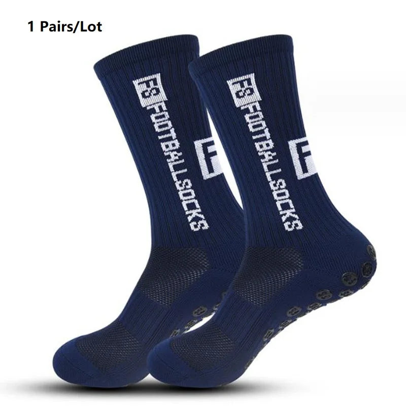 1 Pair Non Slip Soccer Socks Men Non Skid Grip Football Basketball Sport Cycling Socks 2025 New
