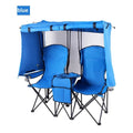 Outdoor Camping Folding Chair with Sunshade Fishing Beach Director Chair Double Seat