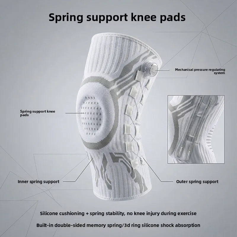 Right Leg Knob-Adjustable Sports Knee Brace with Spring Support Silicone Shock Absorption And Compression Knit for Knee Support