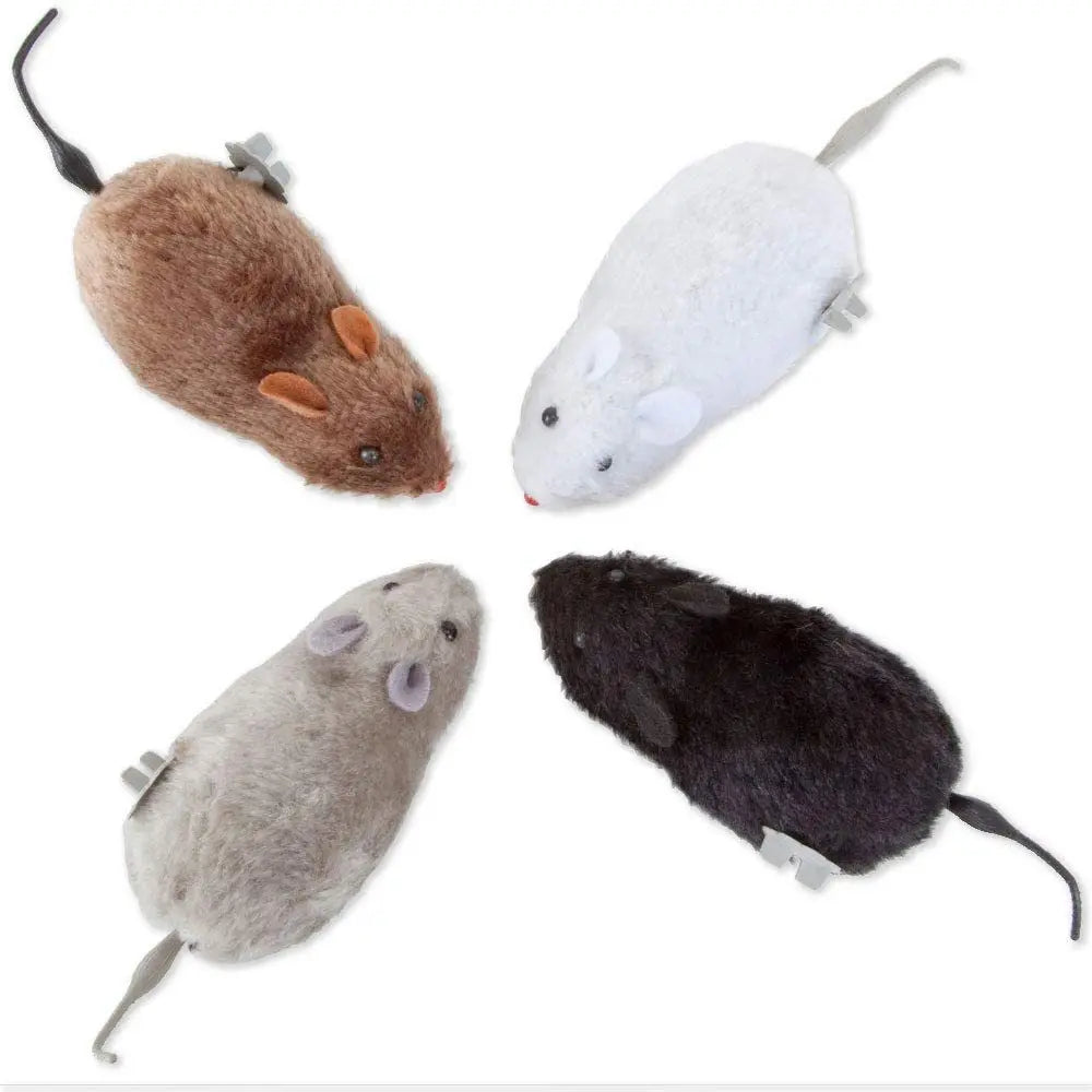 Lifelike Wind-Up Plush Mouse Cat Toy – Interactive Running Rat for Cats & Dogs