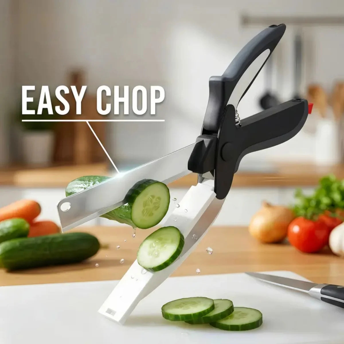 Stainless Steel Kitchen Scissors 2 In 1 Cutting Board Chopper Fruit Vegetable Multifunctional