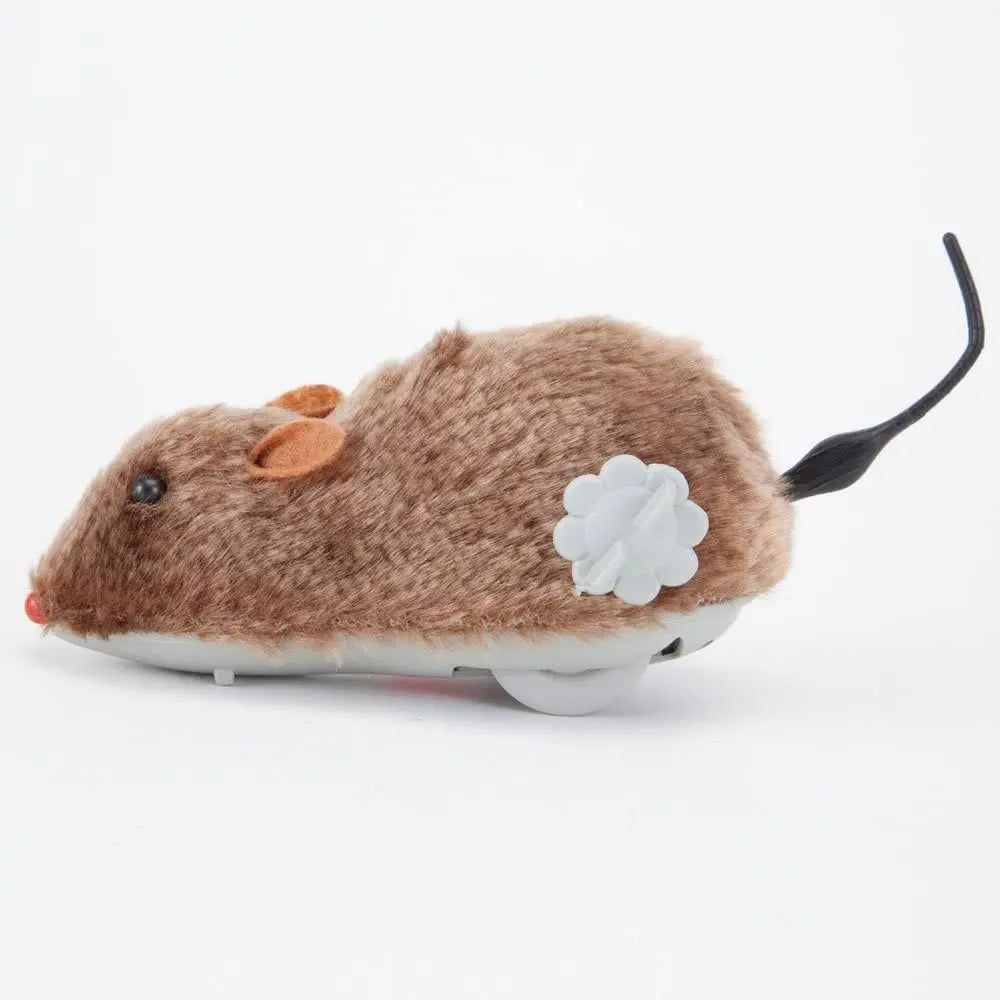 Lifelike Wind-Up Plush Mouse Cat Toy – Interactive Running Rat for Cats & Dogs