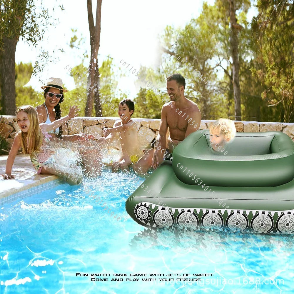 Inflatable Tank Floating Swimming Ring, Water, Inflatable Armored Vehicle Mount, Inflatable Seat with Water Gun