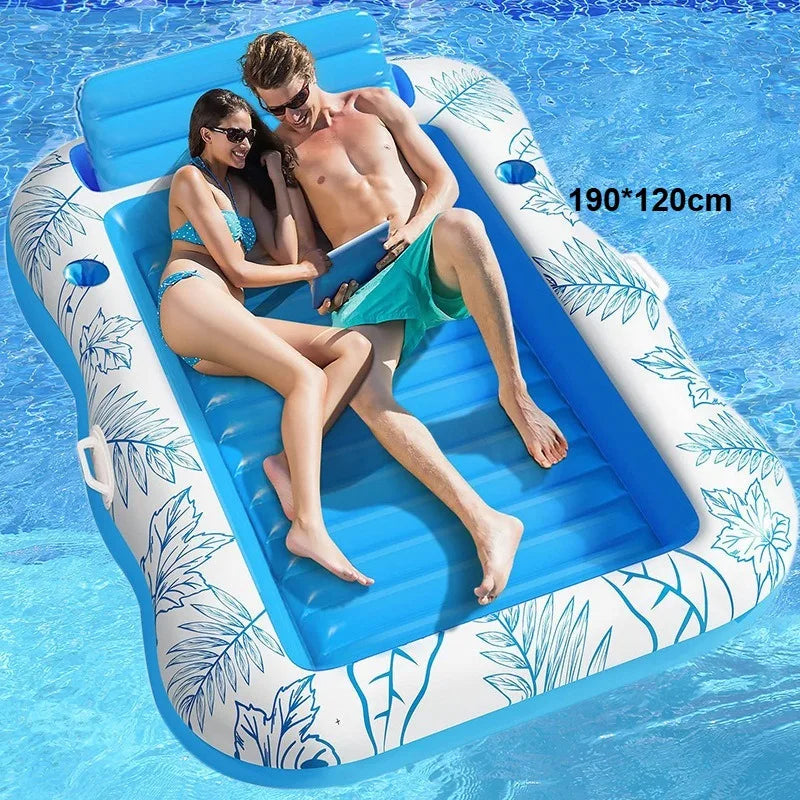 Portable PVC Inflatable Air Mattress Large Floating Pool Lounger Tanning Party Swim Ring For Adults Children Outdoor Summer