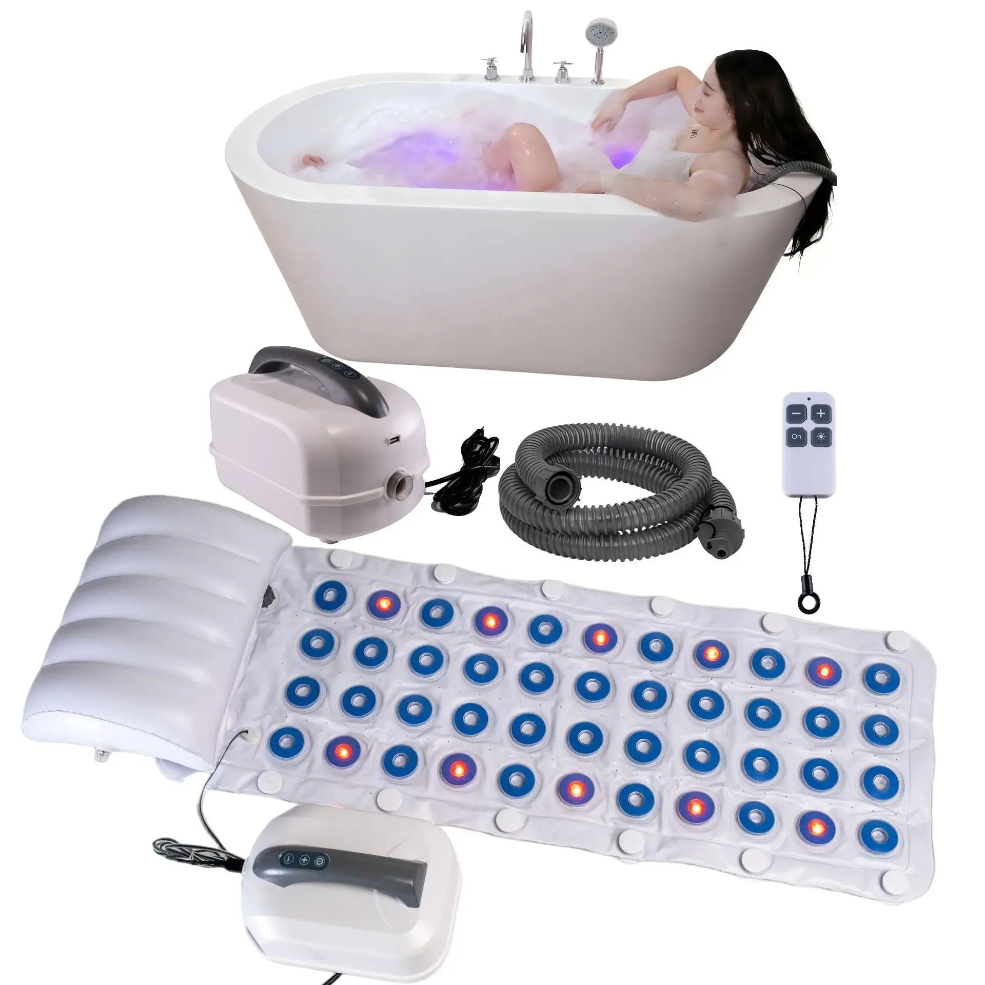 Electric Surf Bubble SPA Full Body Bubble Massage Spa Machine, Non-slip Bath Mat Wireless Remote Control Bubble Bath