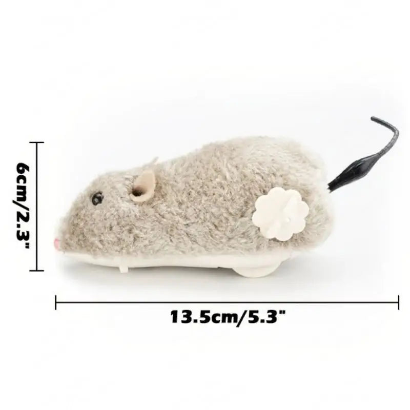 Lifelike Wind-Up Plush Mouse Cat Toy – Interactive Running Rat for Cats & Dogs