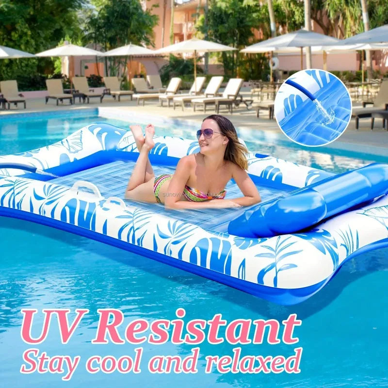 Portable PVC Inflatable Air Mattress Large Floating Pool Lounger Tanning Party Swim Ring For Adults Children Outdoor Summer