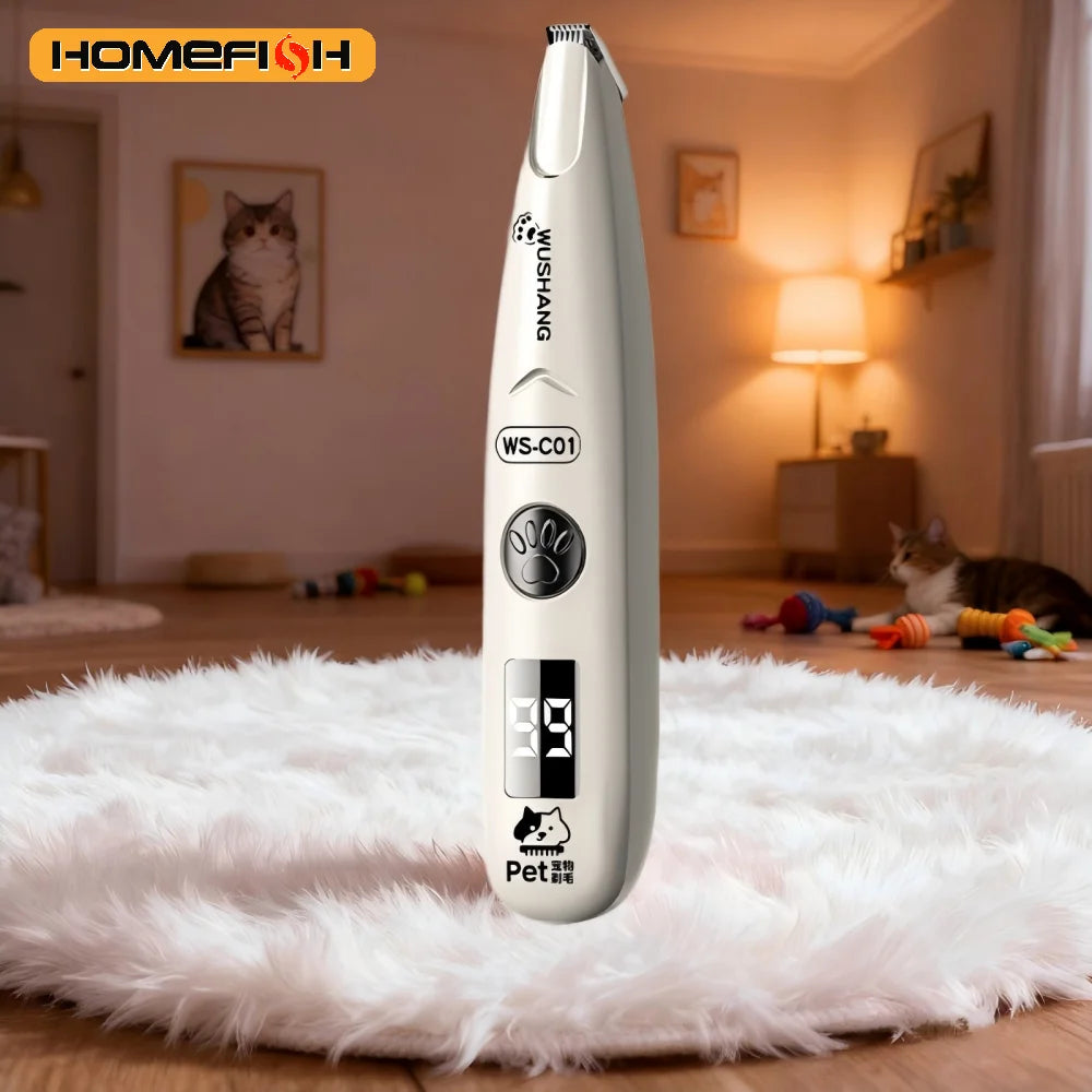 Electric Pet Grooming Trimmer – Waterproof Low-Noise Paw & Face Clipper
