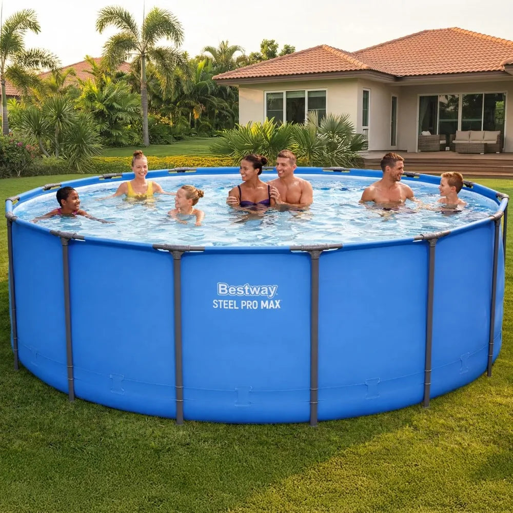Steel Pro MAX 15’ x 48" Above Ground Pool, Round Metal Frame Outdoor Swimming Pool for Backyard, Blue, Pool ONLY, Custom