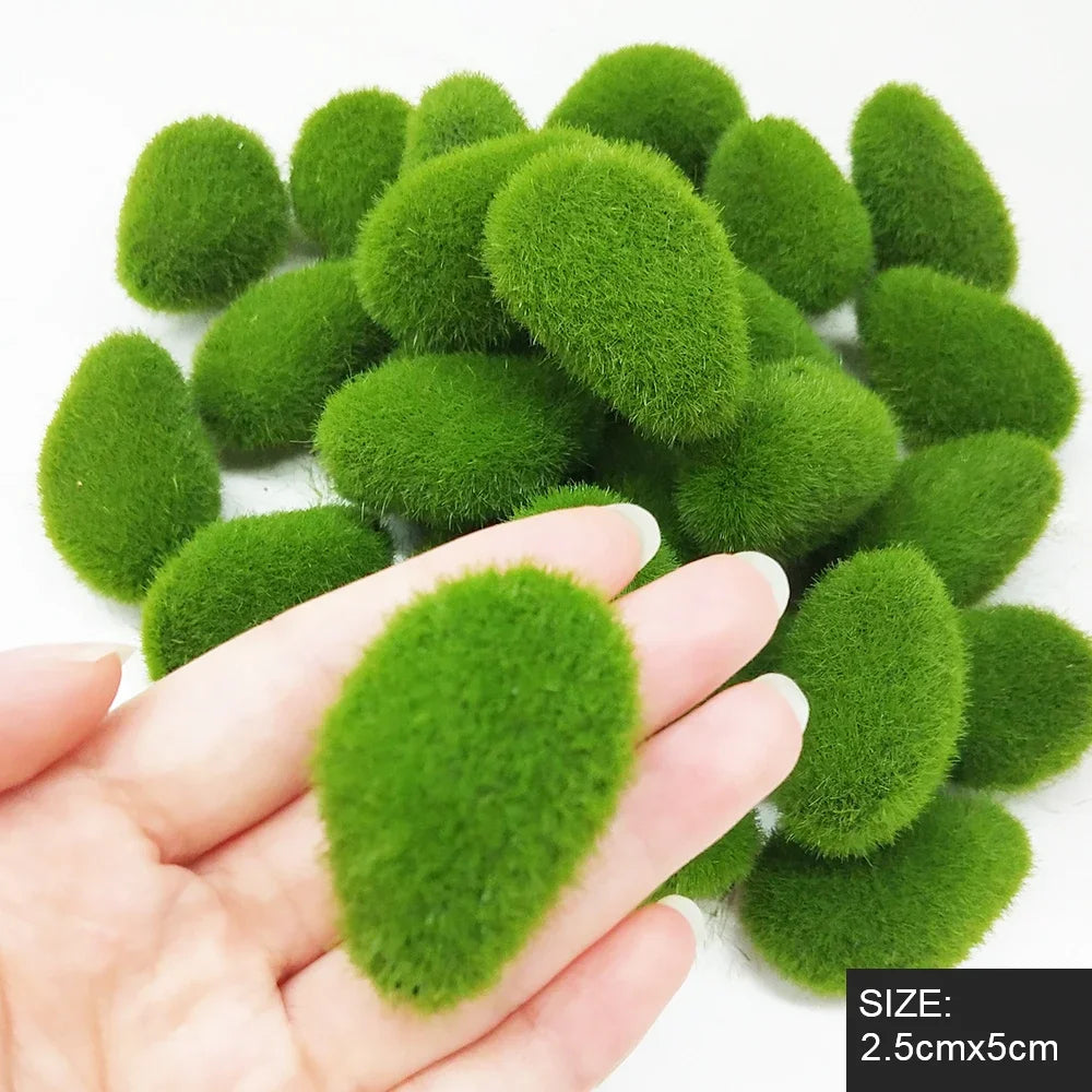 30pcs Green For Garden and Crafting Fake Stone Simulation Plant DIY Decoration Creative Crafts Artificial Moss Rocks 30pcs