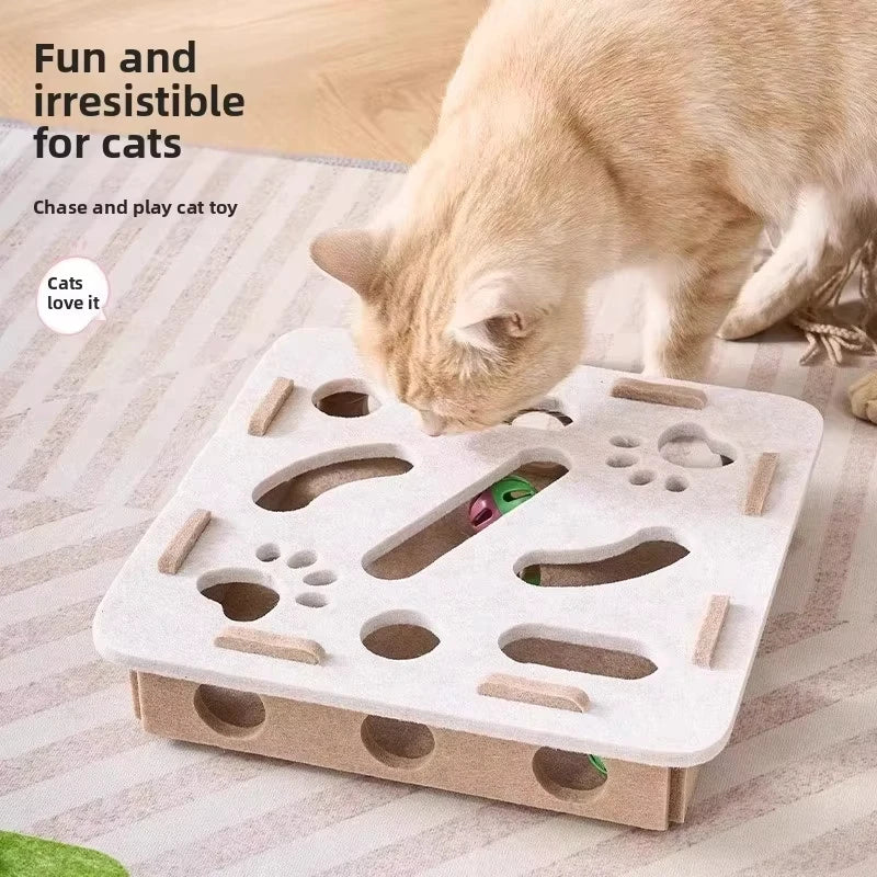 Cat Puzzle Toy – Felt Puzzle Box with Ball for Indoor Cats