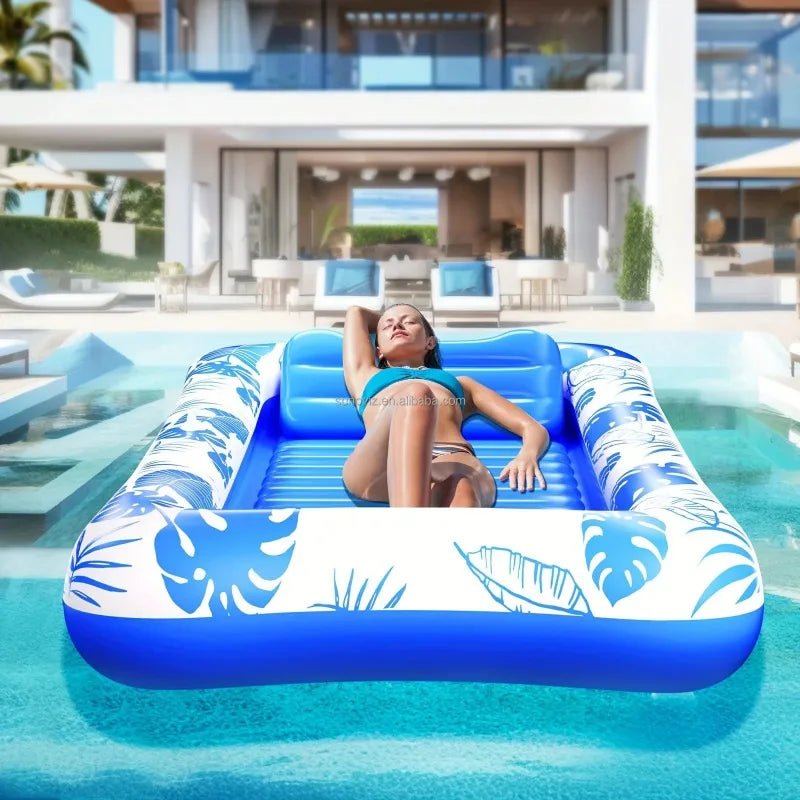 Portable PVC Inflatable Air Mattress Large Floating Pool Lounger Tanning Party Swim Ring For Adults Children Outdoor Summer