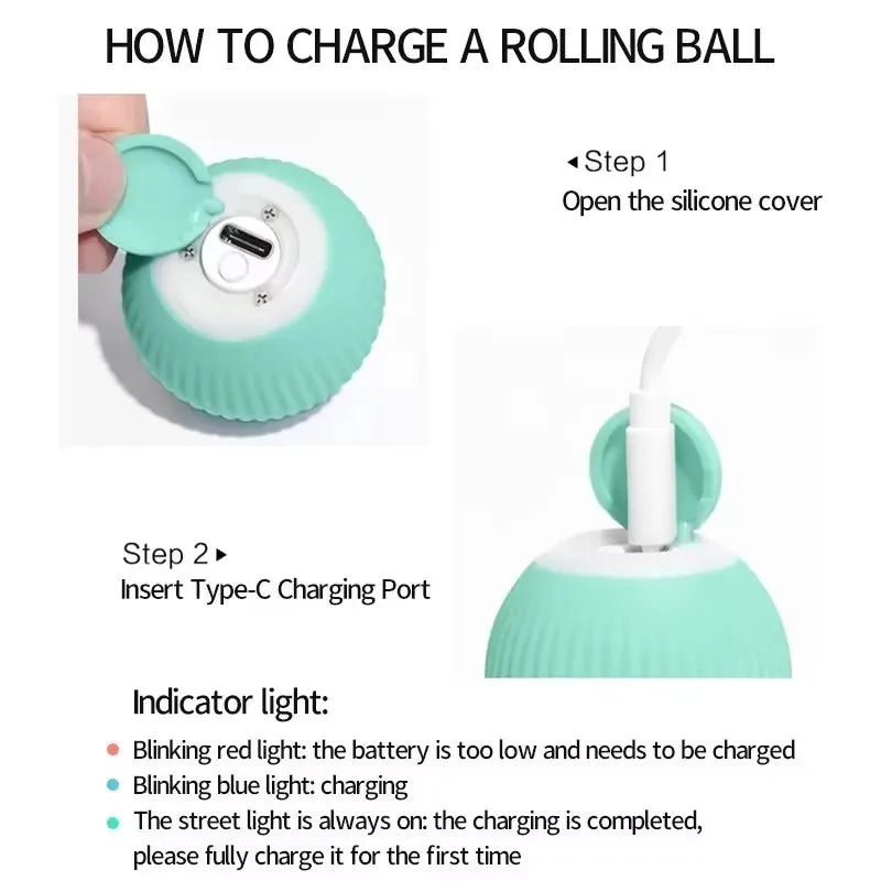 Electric Rolling Ball Cat Toy – Bite-Resistant Interactive Self-Amusement