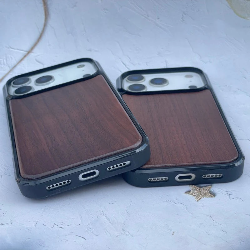 Wood Case for iPhone 17 Pro Max 17 Air 17Pro Bamboo Walnut Cover Soft Bumper Real Wooden Back Shockproof Anti-slip Shell Fundas