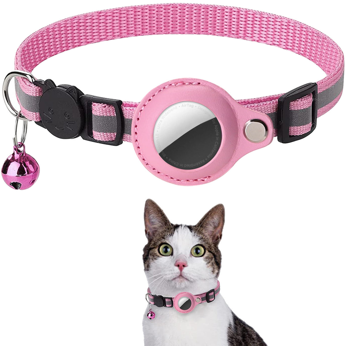 Pet Airtag Cat Collar Anti-loss Positioning Tracking Kitten Reflective Bell Neck Ring