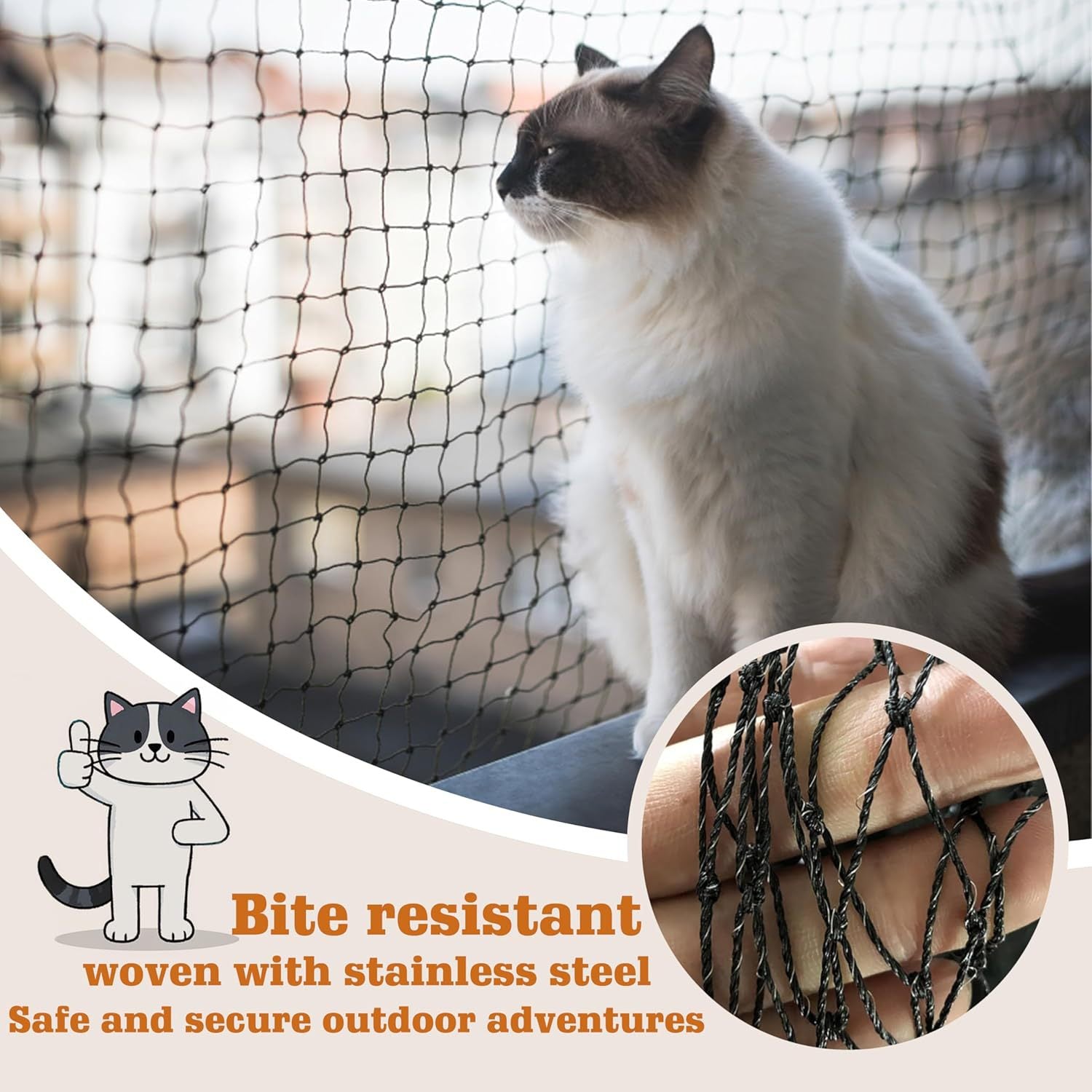 Steel Reinforced Balcony Safety Net for Pets