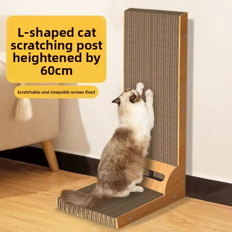 L-Shaped Vertical Cat Scratching Board – Non-Shedding with Free Catnip