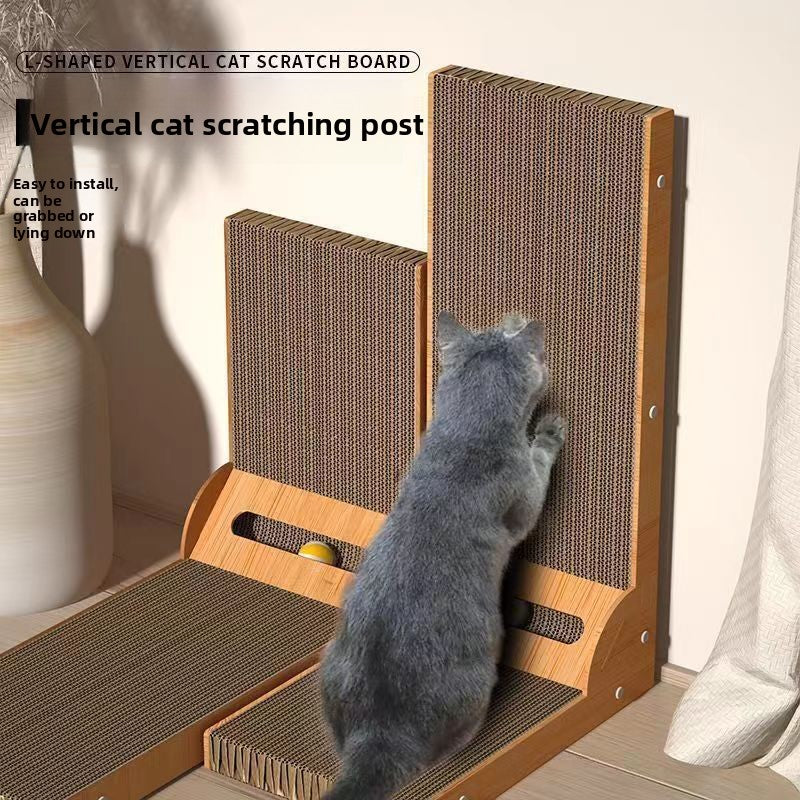 L-Shaped Vertical Cat Scratching Board – Non-Shedding with Free Catnip