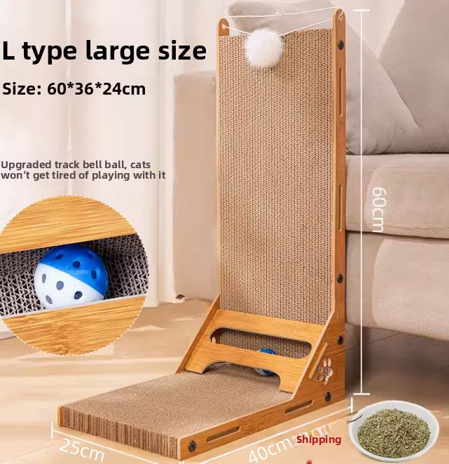 L-Shaped Vertical Cat Scratching Board – Non-Shedding with Free Catnip